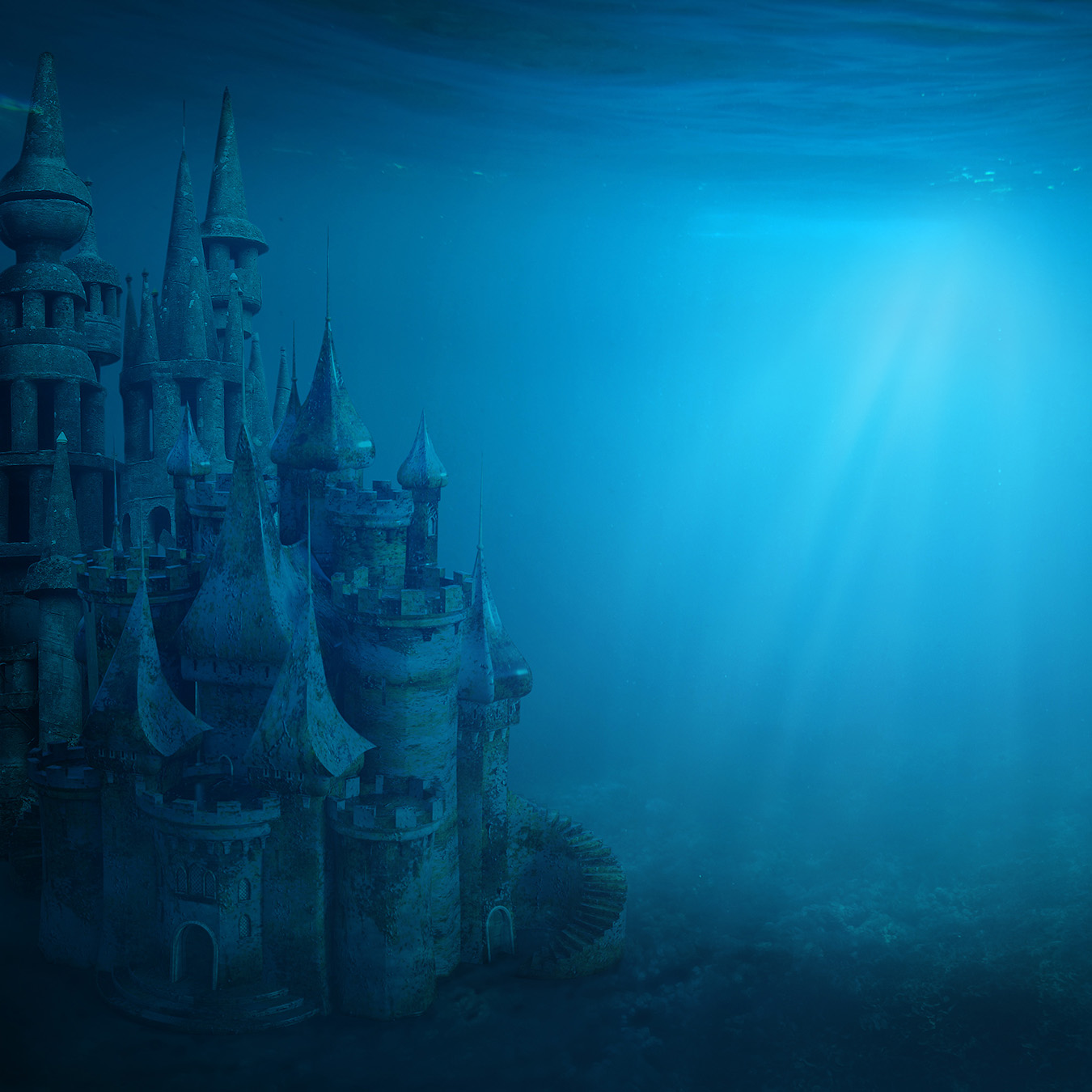 Old ruin of a castle under the sea.