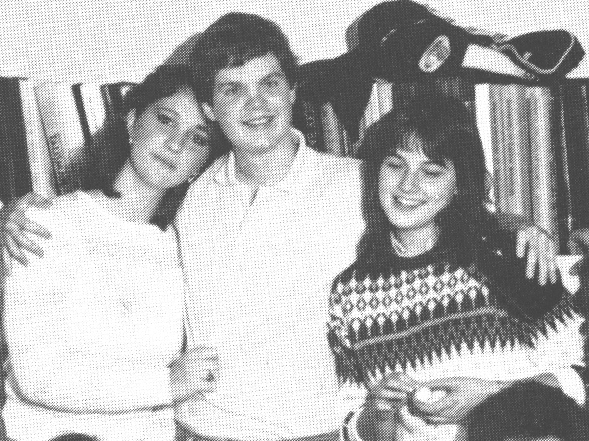 Three friends in college in the 80s.