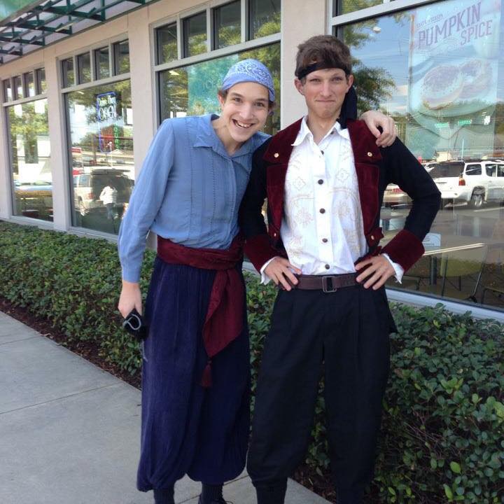 Two boys dressed up as pirates to get free doughnuts