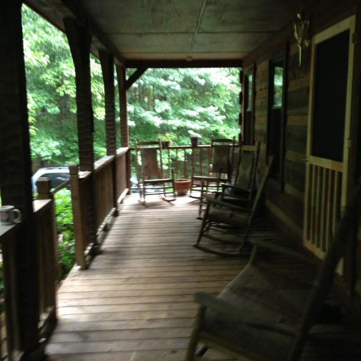 Front porch of a log cabin